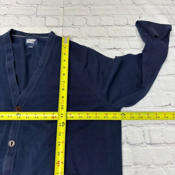 Lands' End Men Supima Cotton Cardigan Sweater Size XL X-Large Blue C052 -9 - Picture 3 of 14